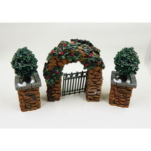 Department 56 Village Accessories Stone Holly Corner Posts And Archway #52648